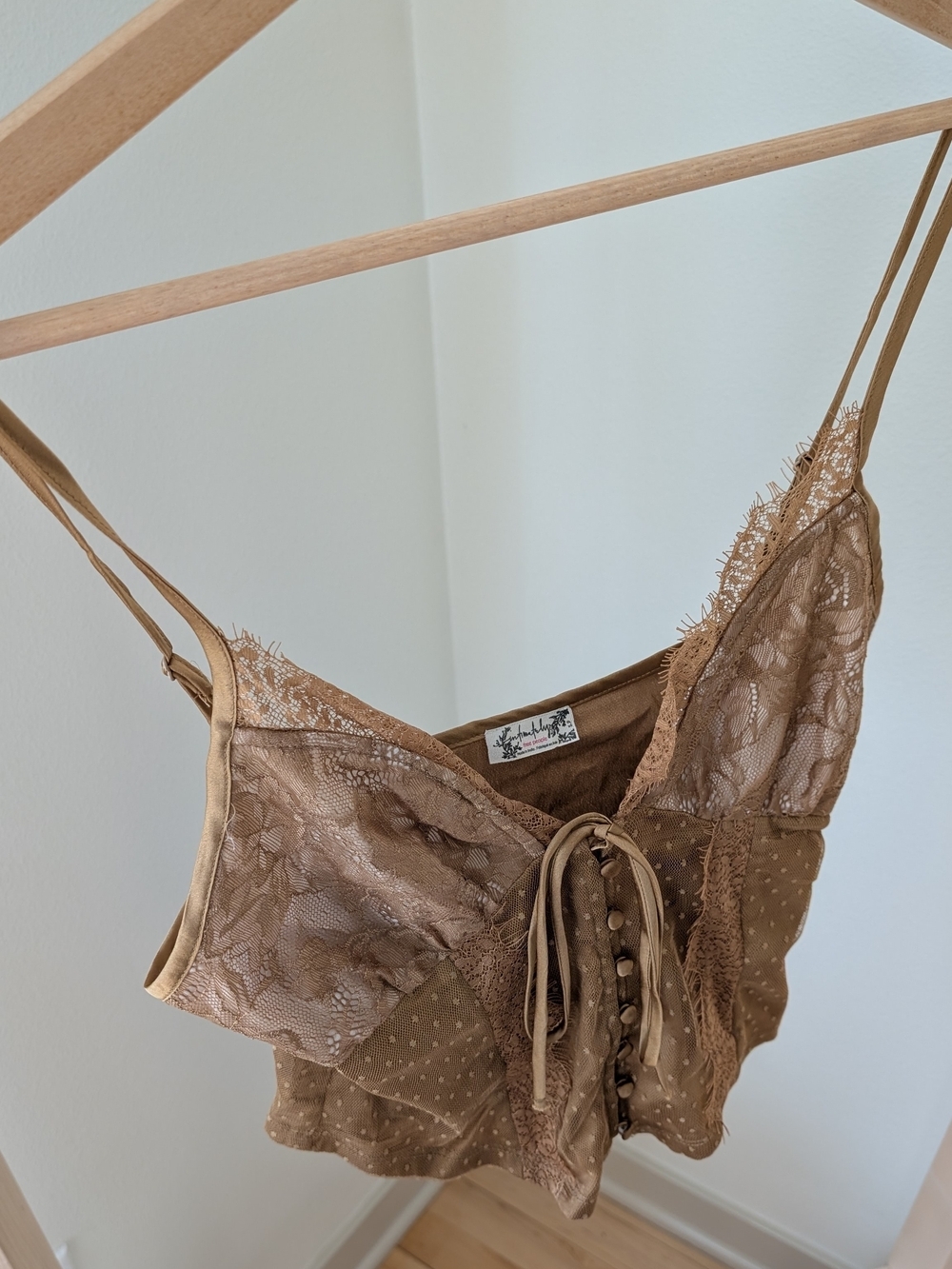 NEW Free People Intimately See Me Now Lace-Trim Corset Cami in Cognac Brown - S - Picture 5 of 9